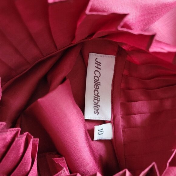 Vintage JH Collectibles Red Button Front Blouse High Neck Ruffle Women's Size 10 - Picture 6 of 8